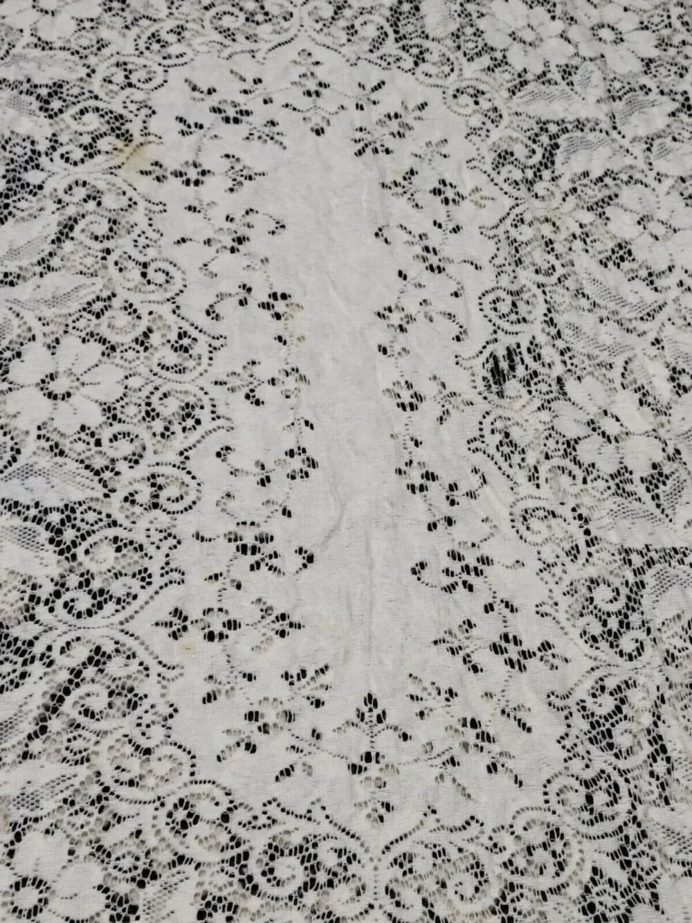 Ecru Lace TableclothPicot Edging Cottage Lacework 80x86 inch Vintage Staining